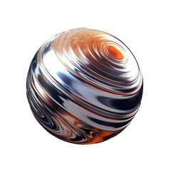 Fototapete - Melted chrome planet shape isolated. Iridescent liquid metal sphere on transparent png. Ai generated