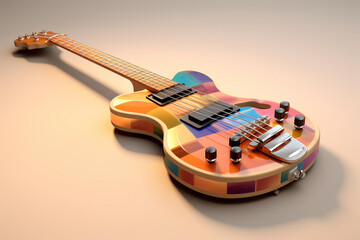 Aufkleber - An abstract geometric style rendering of a Clarinet, with its curved body and strings composed of intersecting geometric shapes and soft, soothing color gradients,  Generative AI technology