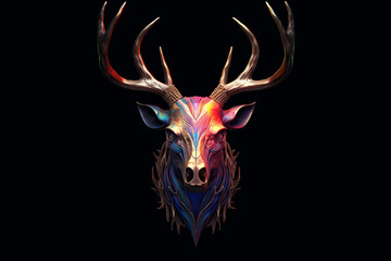 Aufkleber - A trending image features a stylized skull of a deer, with intricate antlers and delicate details. Generative AI technology
