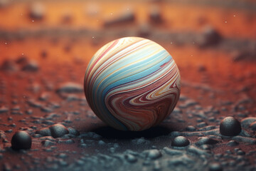 Fototapete - An abstract Phobos with swirling geometric patterns and soft pastel colors, evoking a sense of tranquility and serenity in the cosmic expanse. Generative AI technology