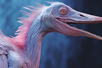 Aufkleber - A pastel-colored Pteranodon with a majestic mane, rendered in soft hues of pink, purple, and blue, exuding a serene and regal presence. Generative AI technology
