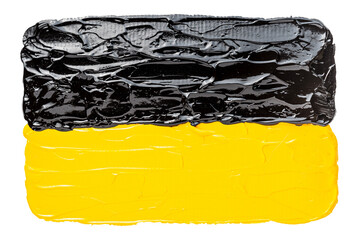Cutout shiny yellow and black acrylic painting. Brush stroke texture design element.