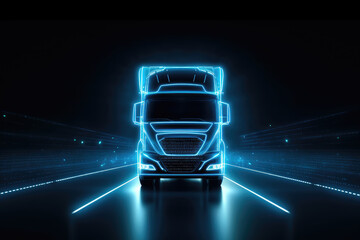 blue truck light stroke transportation concept rendering