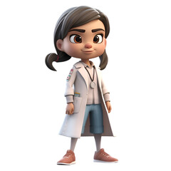 Wall Mural - Cartoon character of a woman doctor with a stethoscope.