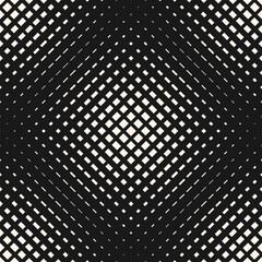 Wall Mural - Vector seamless pattern with halftone grid. Abstract geometric background with crossing diagonal lines, mesh, net. Black and white half-tone texture. Retro vintage 1960's style. Repeated geo design