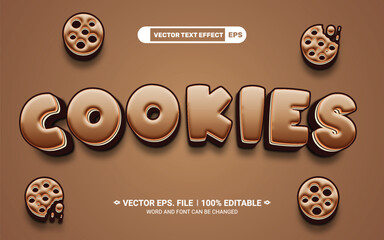 Wall Mural - Cookies editable 3d vector text style effect