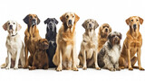 Fototapeta Psy - Group of dogs in front of a white background. AI Generated