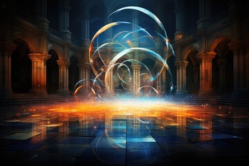 Wall Mural - orbit of universe colourful abstract background. generative ai