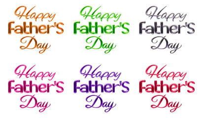 Poster - Set of happy father's day text isolated on transparent background in 3d rendering for fathers day concept.