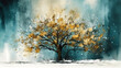 © Melinda Nagy - gold and blue abstract winter tree wall art