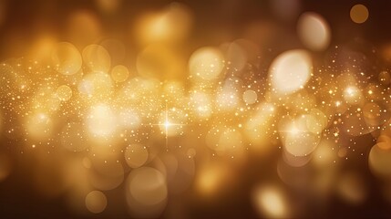 Wall Mural - Gold glitters background. shimmering blur spot lights Bokeh Shiny gold light background texture.