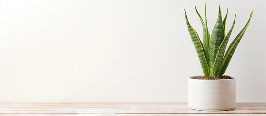 Sticker - Pot with lovely sansevieria plant on white surface