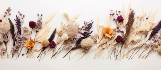 Poster - Arrangement of dried flowers against a white wall