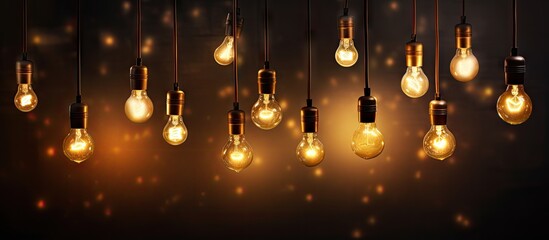 Aufkleber - Illuminated light bulbs adorning a dim space