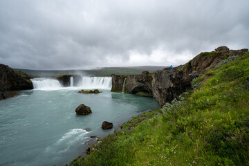 Wall Mural - Beautiful Godafoss waterfall in Iceland, wide angle view