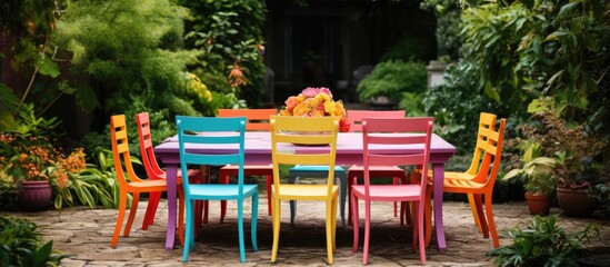 Poster - Colorful outdoor furniture in the garden