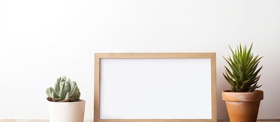 Poster - Creating a wooden frame model with a crayon and placing a pot on a table