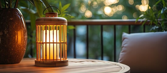 Wall Mural - Balcony adorned with bamboo lantern