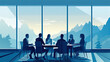 © siripimon2525 - Business Meeting: A formal business meeting with participants seated around a boardroom table