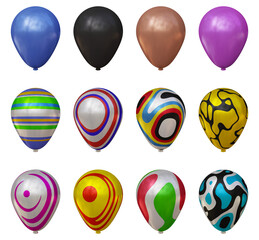 Poster - Set of balloon design in 3d rendering isolated on transparent background for anniversary, celebration and birthday party concept.