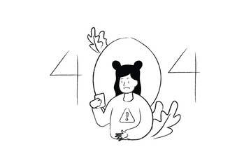 Aufkleber - No request found concept with people scene in the flat black and white cartoon style. The employee cannot find the cause of the problem with the website. Vector illustration.
