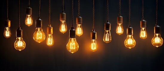 Aufkleber - Illuminated light bulbs adorning a dim space