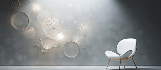 Wall Mural - Modern white chair against wall with projected circles