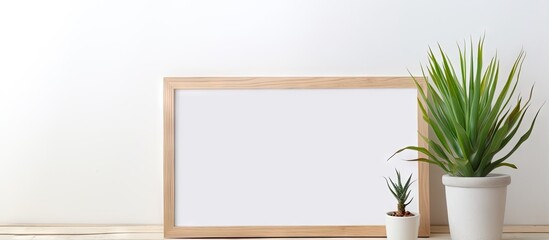 Poster - Creating a wooden frame model with a crayon and placing a pot on a table