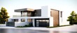 © HN Works - Contemporary house and garage on white background