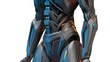 3d rendering of detailed futuristic robot man or humanoid cyborg. Closeup view of the mid body isolated on transparent background