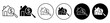 Home appraisal icon set. real estate house property rent cost vector symbol in black filled and outlined style.