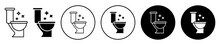 clean toilet seat icon set. clean lavatory vector symbol in black filled and outlined style.