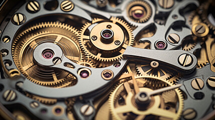 Macro Close-Up Of A Mechanical Watch