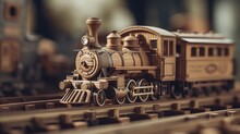 Unique Wooden Toy Train Illustration