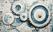a circular gear with gears around it on a flat background Generative AI