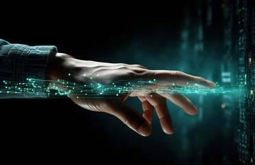 hand touches metaverse, conceptual digital transformation for next generation technology era.