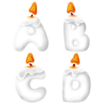 English alphabet candle A,B,C,D. Halloween