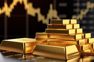 Growth gold bar financial investment stock diagram