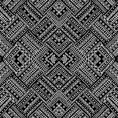 Poster - Vector ethnic tribal pattern. Seamless symmetric image. Simpla black and white pattern