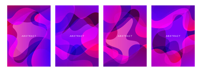 Poster - Futuristic abstract backgrounds with curved shapes and bright fluid colors. Vibrant color gradients for creative graphic design. Vector illustration.