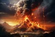 A volcanic eruption spewing molten rock and ash. Generative AI