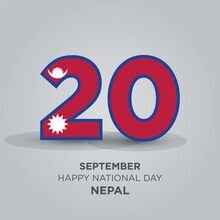 Happy Independence Day Nepal Design. Number 20 Made Of The Nepal Flag As Nepal Celebrates Its Independence Day On The 20th Of September.