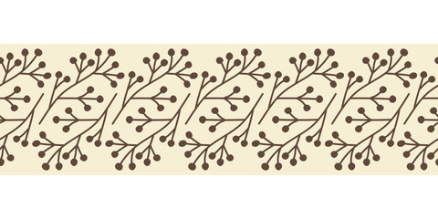 Poster - Horizontal seamless border of silhouette rowan branch. Vector illustration 