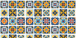 © Tetiana Kasatkina - Lisbon geometric mosaic Azulejo tile, portuguese or spanish retro old mosaic, mediterranean