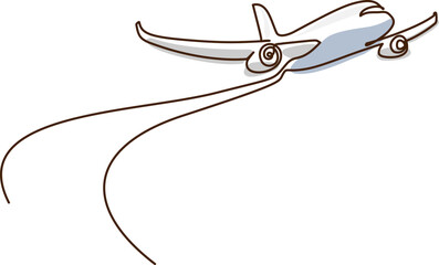 Wall Mural - Passenger airplane Travel jet. Continuous one line drawing