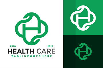 Wall Mural - Letter H Health Care logo design vector symbol icon illustration
