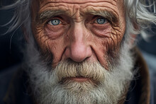 Close Up Generated Ai Picture Of Old Elderly Upset Unhappy Man With A Wrinkled Face Living Alone