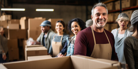 Canvas Print - A group of People Volunteering.  