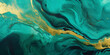 vibrant emerald and gold marble background. Generative AI