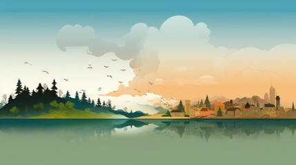 Wall Mural - vector flat earth day background